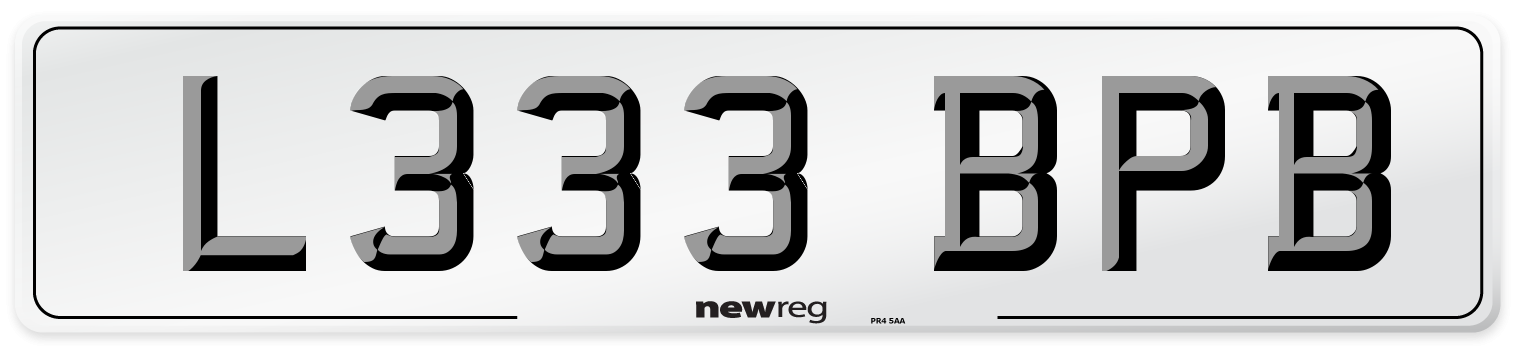 L333 BPB Number Plate from New Reg